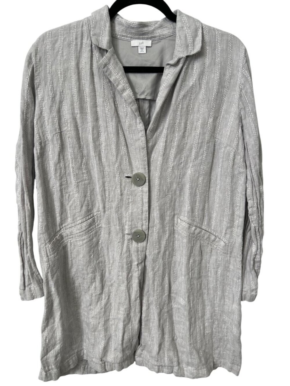 J. Jill Blazer Jacket Small Petite Linen Button Front Striped Career Office Wear